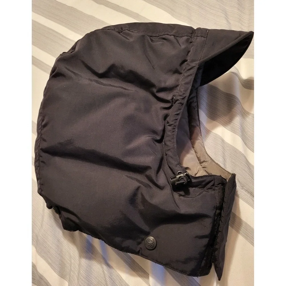 Mountain Hardwear Black Down Puffer Jacket Mens L Removable Hood, 90% Down fill